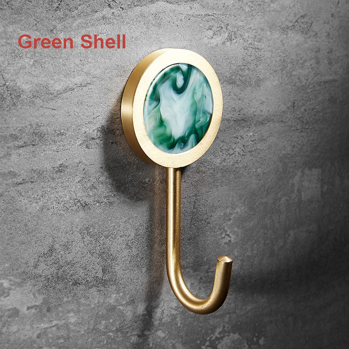 Modern Brass Shell Leather Coat Bag Hook Towel Hooks Wall Hangers