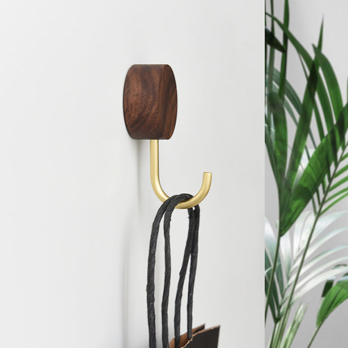 Black Walnut & Brass Wall Hooks Solid Wood Coat Hangers