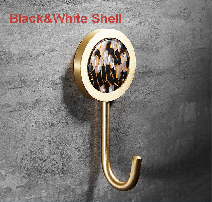 Modern Brass Shell Leather Coat Bag Hook Towel Hooks Wall Hangers