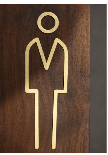 Brass Restroom Door Sign, Male and Female Toilet Sign