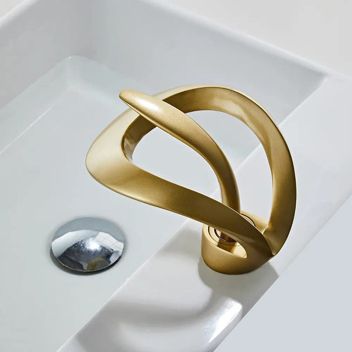 Elegant Single Hole Solid Brass Waterfall Bathroom Sink Faucet