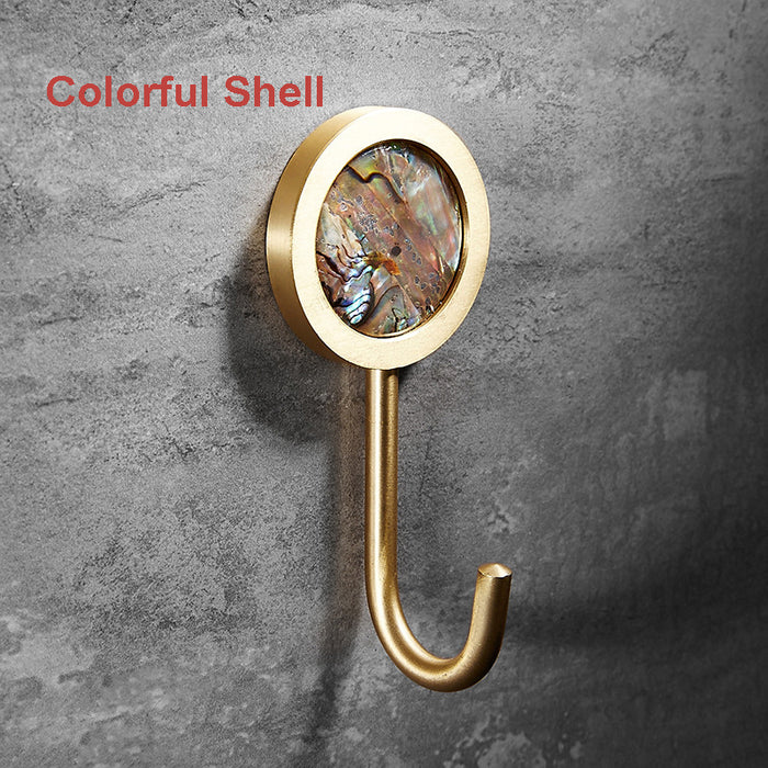 Modern Brass Shell Leather Coat Bag Hook Towel Hooks Wall Hangers