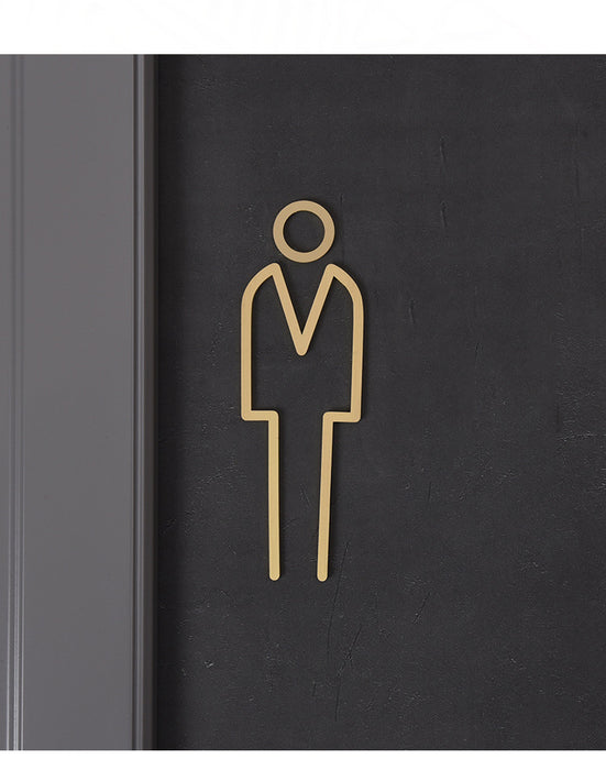 Brass Restroom Door Sign, Male and Female Toilet Sign