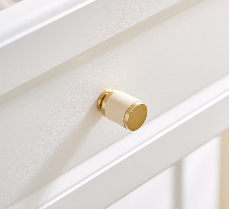 Solid Brass Leather Cabinet Knobs Door Handles