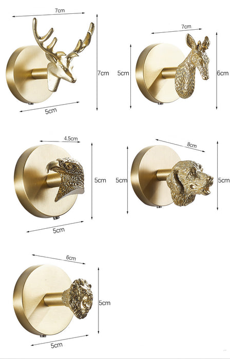 Solid Brass Animal Wall Hooks, Luxurious Gold Coat Hook Wall Decor