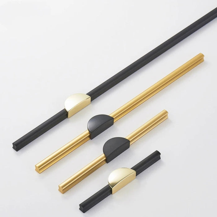 Gold & Black Semicircle Wardrobe Pulls Dresser Drawer Handles