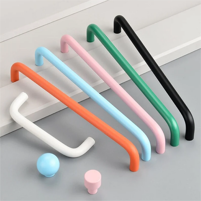 Colorful Double Curved Drawer Door Handles Cute Children Cabinet Pulls