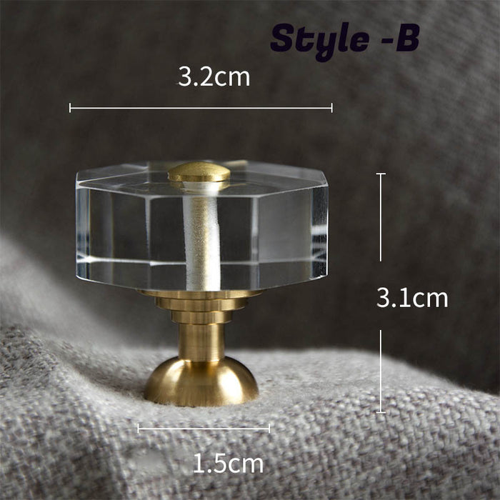 Acrylic brass one hole Knobs cupboard drawer pulls