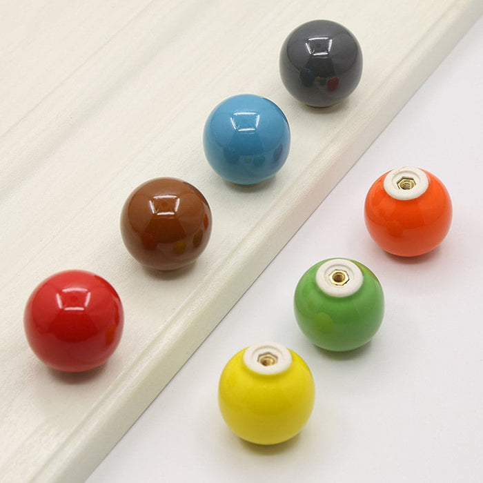 Round Ceramic Cabinet Knobs Colorful Dresser Knobs Ball Drawer Knob