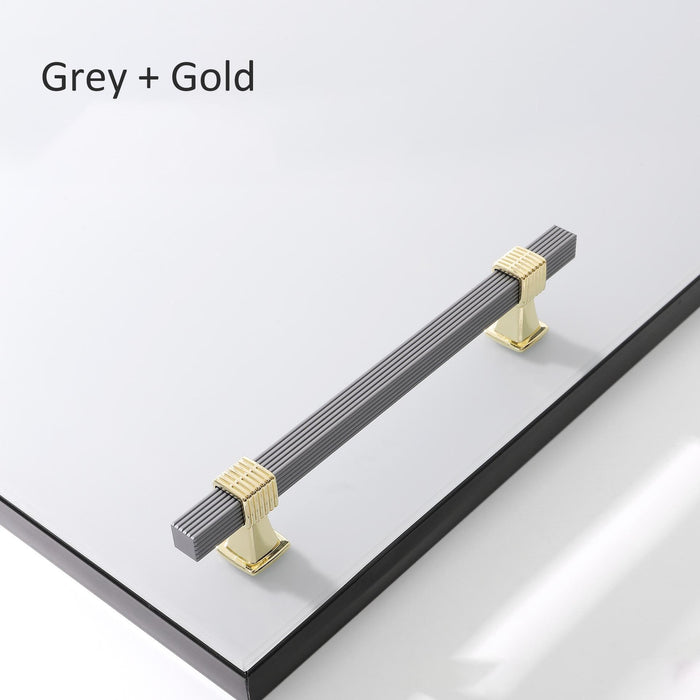 Black & Gold T Bar Pulls with Stripe, Square Drawer Pulls