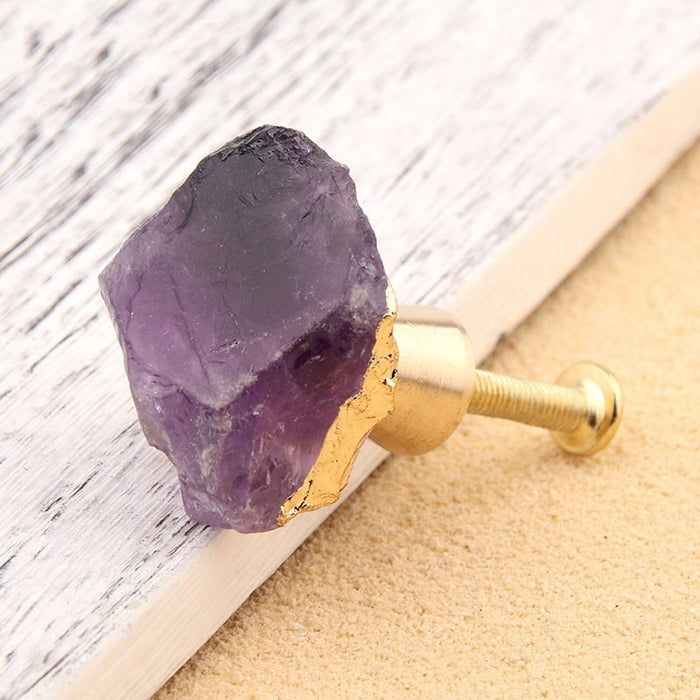 Amethyst Crystal pull  Natural Crystal Drawer Knobs