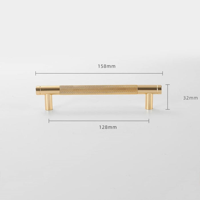 Modern Gold Knurled T-Bar Cabinet Handles