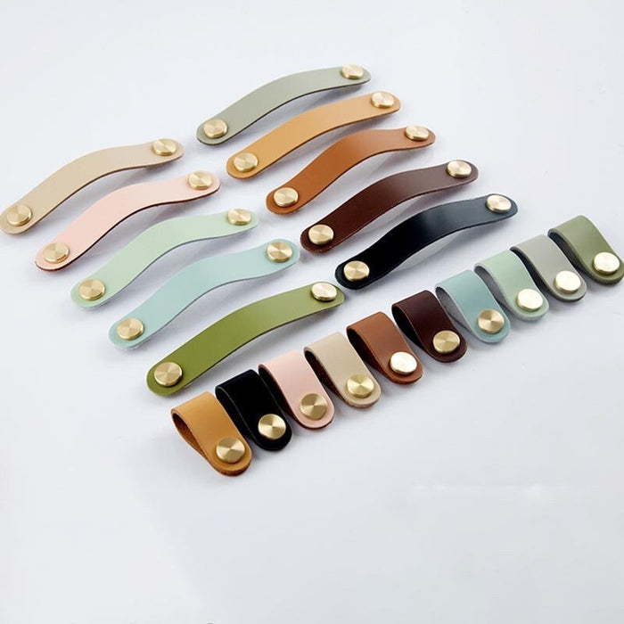 12 Colors Leather Cabinet Handle Pulls