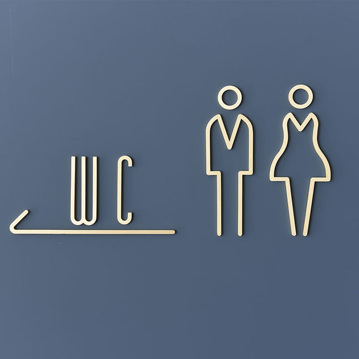 Brass Restroom Door Sign, Male and Female Toilet Sign