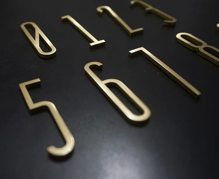 Modern Slim Brass Door Numbers |Solid Brass Door Numbers