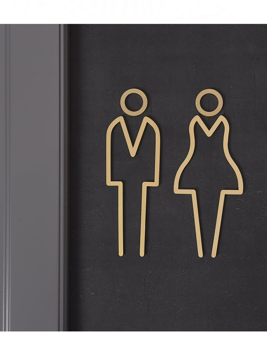 Brass Restroom Door Sign, Male and Female Toilet Sign