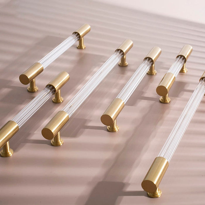 Acrylic Brass Drawer Handles/Straight grain Acrylic kitchen pull