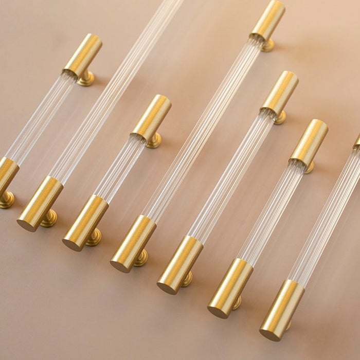 Acrylic Brass Drawer Handles/Straight grain Acrylic kitchen pull