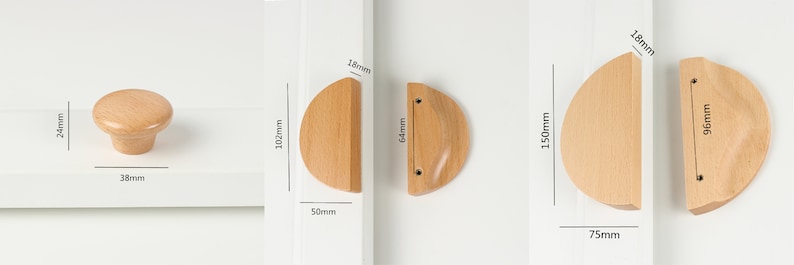 Semicircle wooden handles,Solid wood wardrobe drawer pull