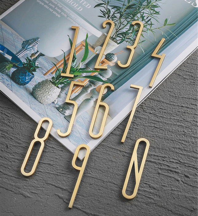 Modern Slim Brass Door Numbers |Solid Brass Door Numbers